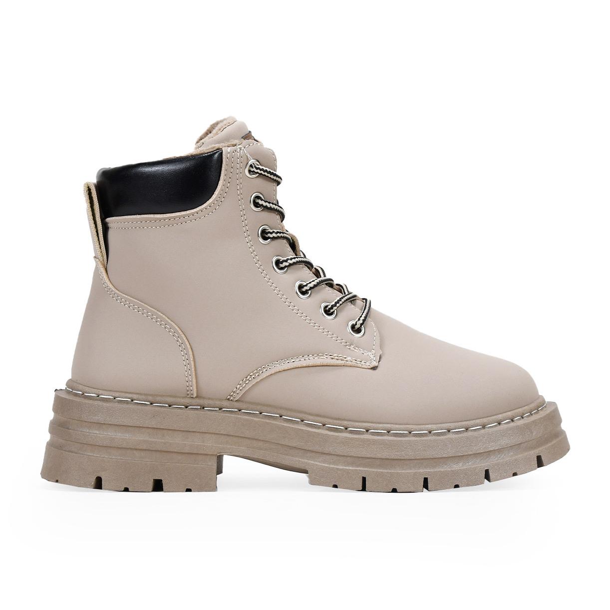 Botines militares taupe con cordones y plataforma