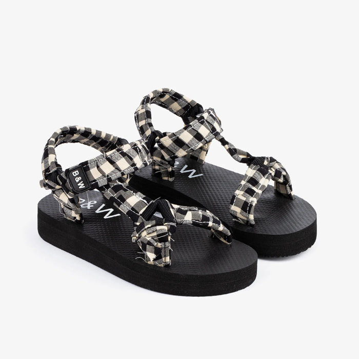 Sandalias Unisex De Niños En Blanco y Negro B&W
