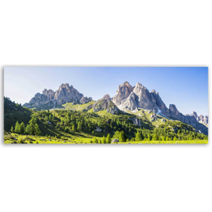 Tableau panoramique massif rocheux et alpages verdoyants été Toile imprimée