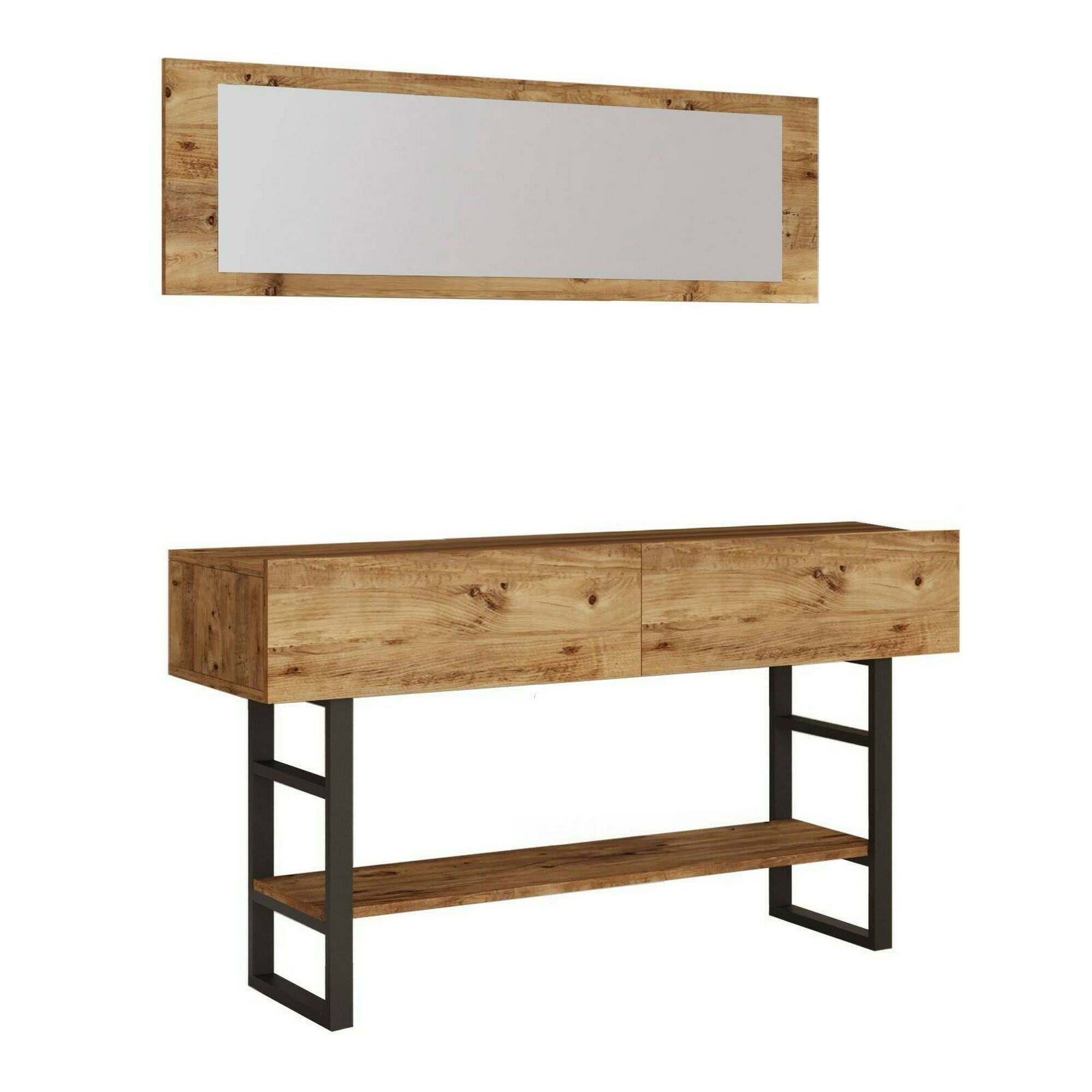 Consolle Izo, Tavolo multiuso, Mobiletto d'appoggio, Scrivania da corridoio, 139x43h76 cm, Quercia