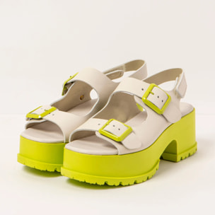 Sandalias con tacón 1821 NAPPA CREAM-PISTACHO/ MANCHESTER color Cream-pistacho
