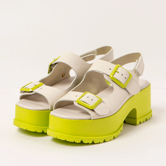 Sandalias con tacón 1821 NAPPA CREAM-PISTACHO/ MANCHESTER color Cream-pistacho