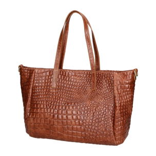 Borsa a spalla da donna - Modello Lorella - Vera pelle croco - 37.0 x 23.0 x 10.0 cm