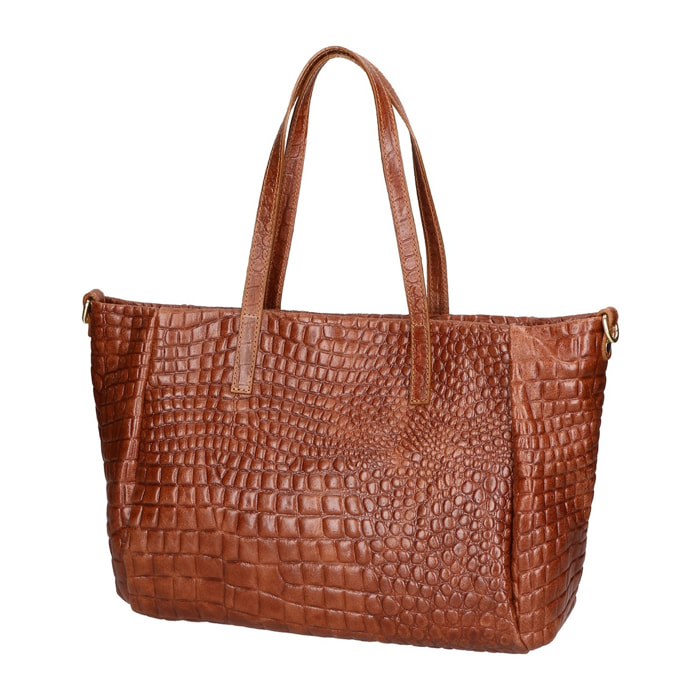 Borsa a spalla da donna - Modello Lorella - Vera pelle croco - 37.0 x 23.0 x 10.0 cm