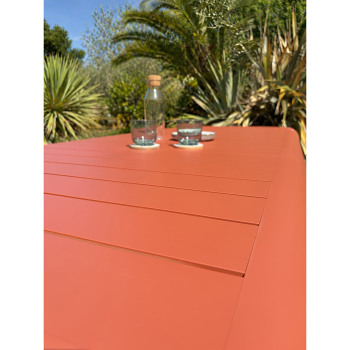 HANOI - Table de jardin en aluminium coloris terracotta