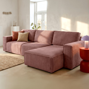 Canapé d'angle convertible 5 places en velours côtelé - HARPER