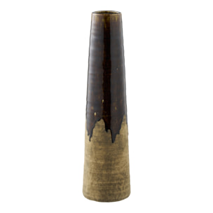 Vaso in ceramica marrone con smalto a colatura ø12,5×48 cm