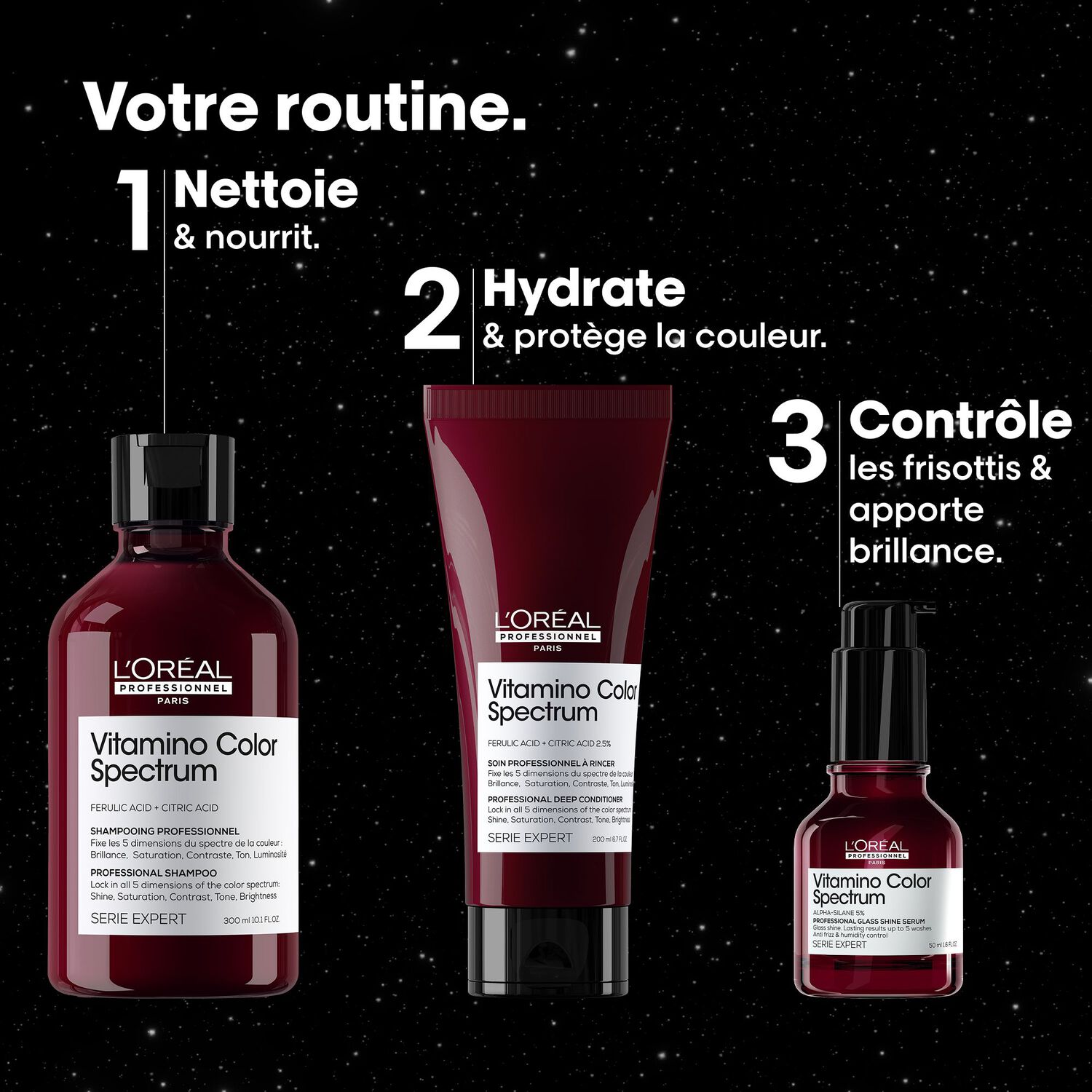 Serie Expert Vitamino Color Spectrum - Coffret Shampooing 300 ml + Soin 200 ml + Sérum 50 ml