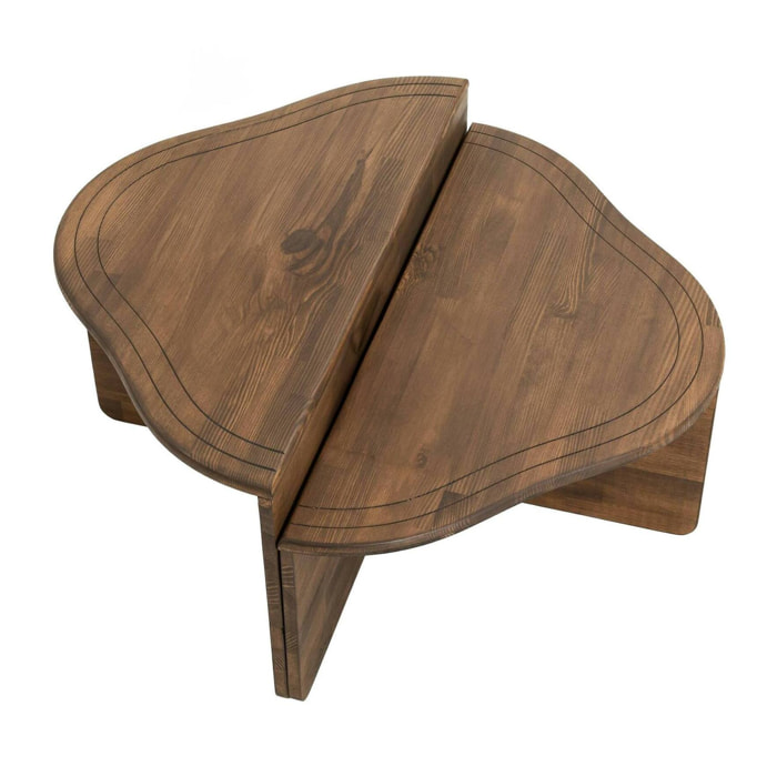 Tavolino da salotto Emiri, Tavolo basso da caffè, Portariviste per divano, Ripiano da soggiorno, 90x90h40 cm, Noce