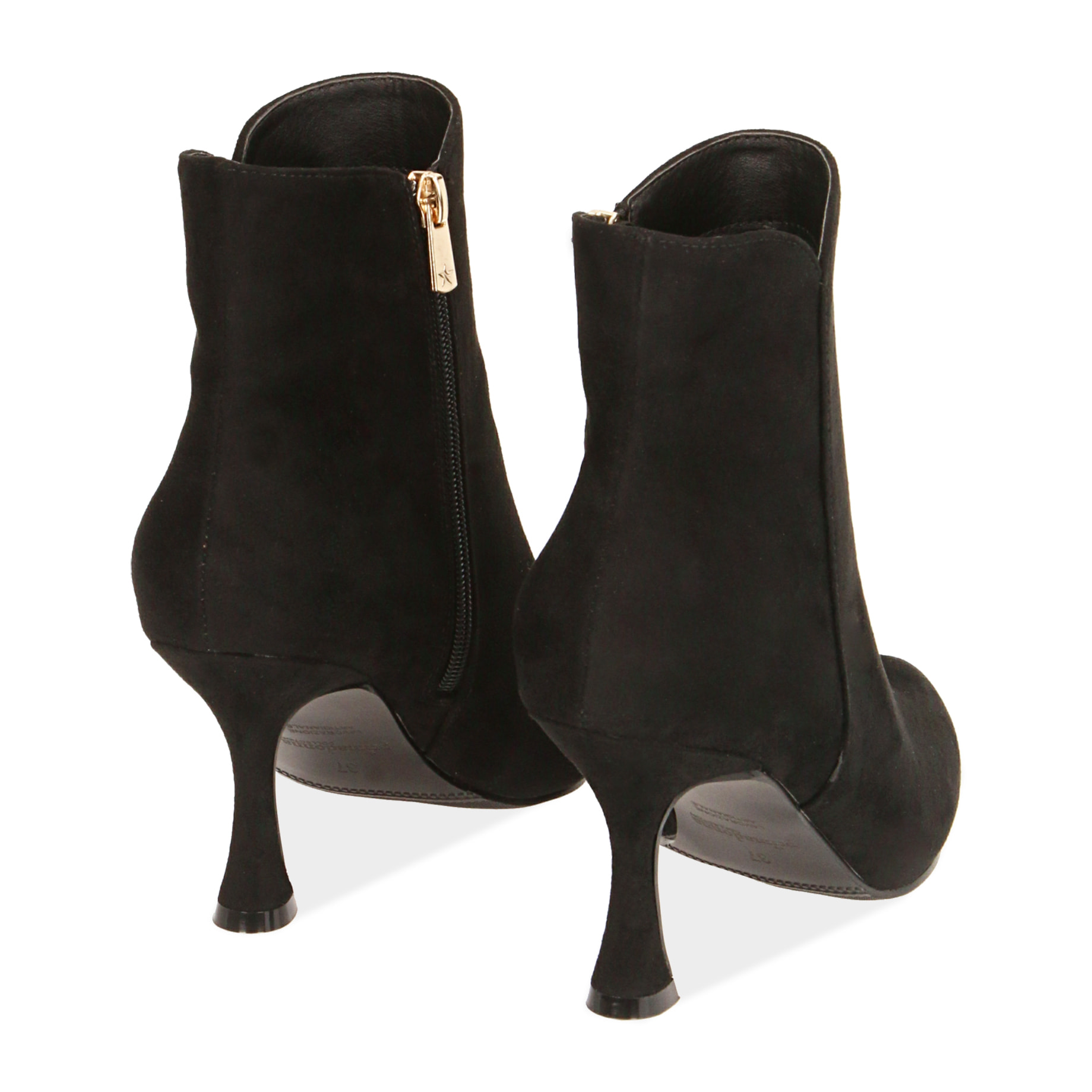 Botines negros de microfibra, tacón 8,5 cm.
