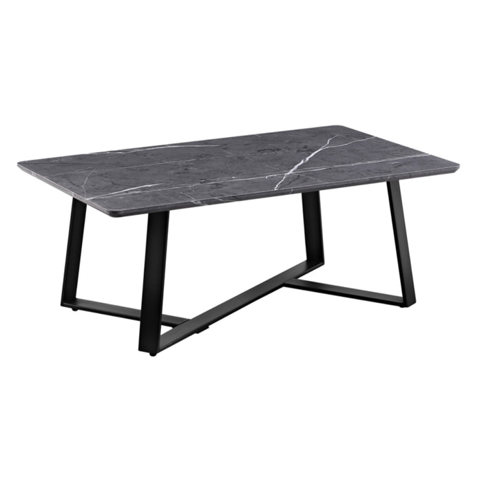 Coffee table stile moderno con marmo grigio scuro 90x55x35 cm - Valencia