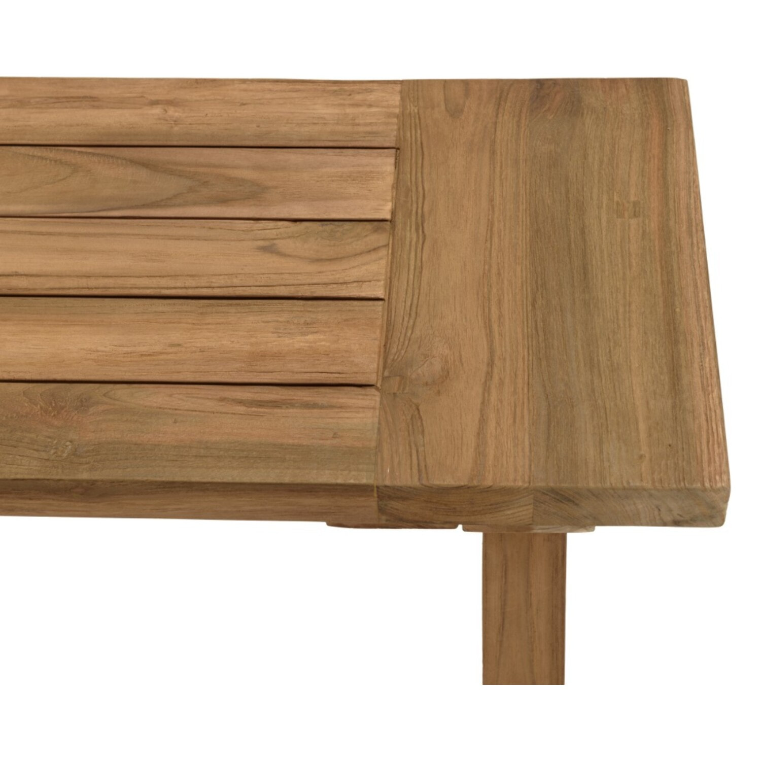 KALLY - Banc de jardin 270x35cm en bois teck recyclé pieds croisés