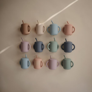 Mushie Taza Didáctica+Pajita Silicona Solid