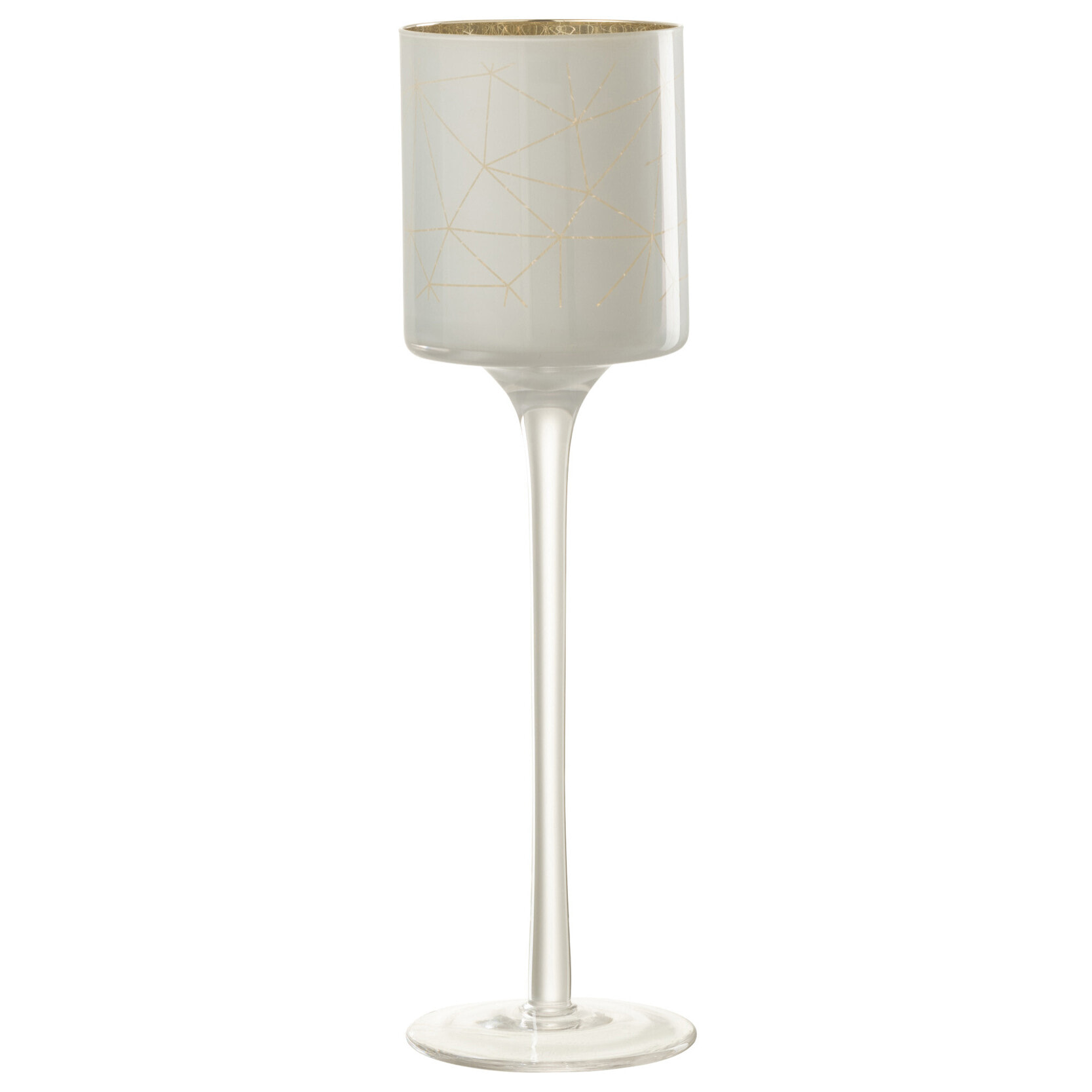 J-Line photophore Sur Pied Milano - verre - blanc/or - small