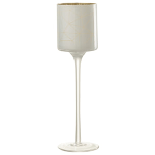 J-Line photophore Sur Pied Milano - verre - blanc/or - small