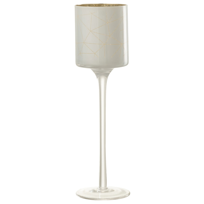 J-Line photophore Sur Pied Milano - verre - blanc/or - small