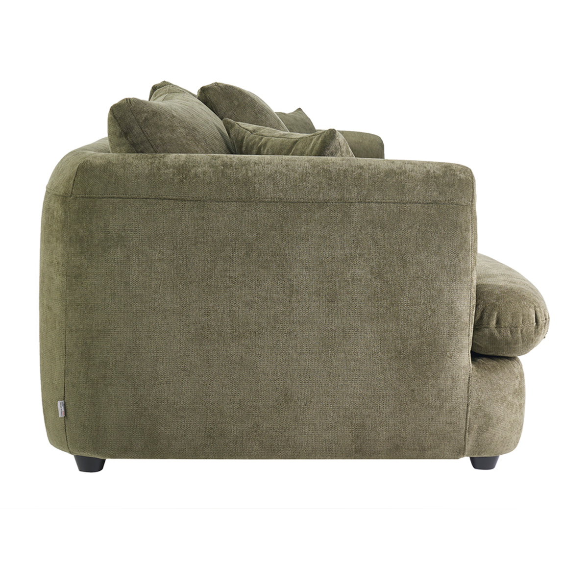 Canapé déhoussable 3-4 places design haricot en tissu effet velours texturé vert kaki SACHA