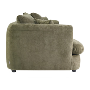 Canapé déhoussable 3-4 places design haricot en tissu effet velours texturé vert kaki SACHA