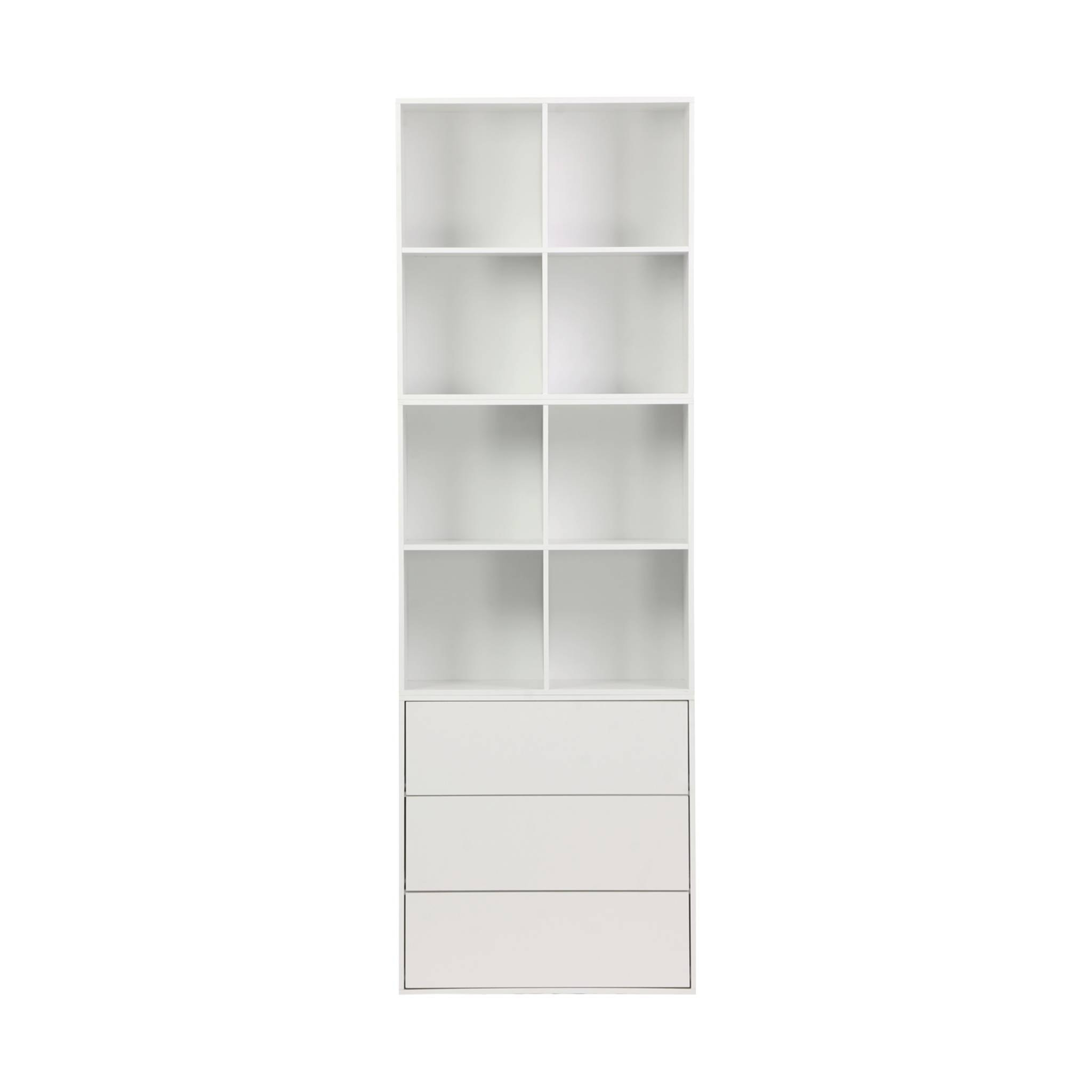 Commode. module de rangement décor bois blanc 3 tiroirs - Kompo
