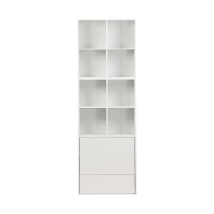 Commode. module de rangement décor bois blanc 3 tiroirs - Kompo