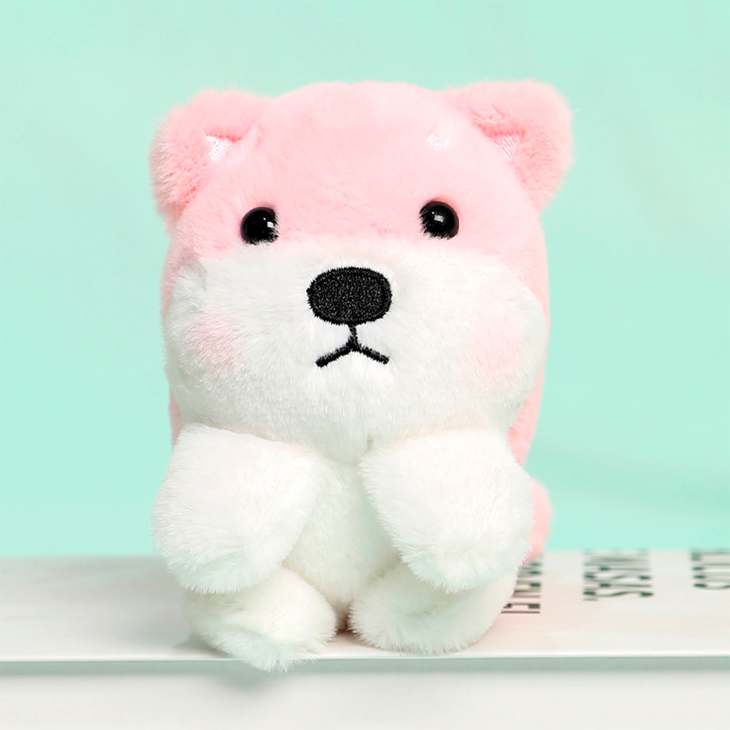 Peluche appeso extra soffice. Design Shiba Inu rosa. 18 cm.
