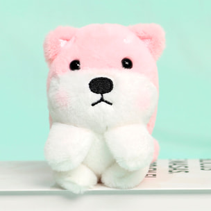 Peluche appeso extra soffice. Design Shiba Inu rosa. 18 cm.