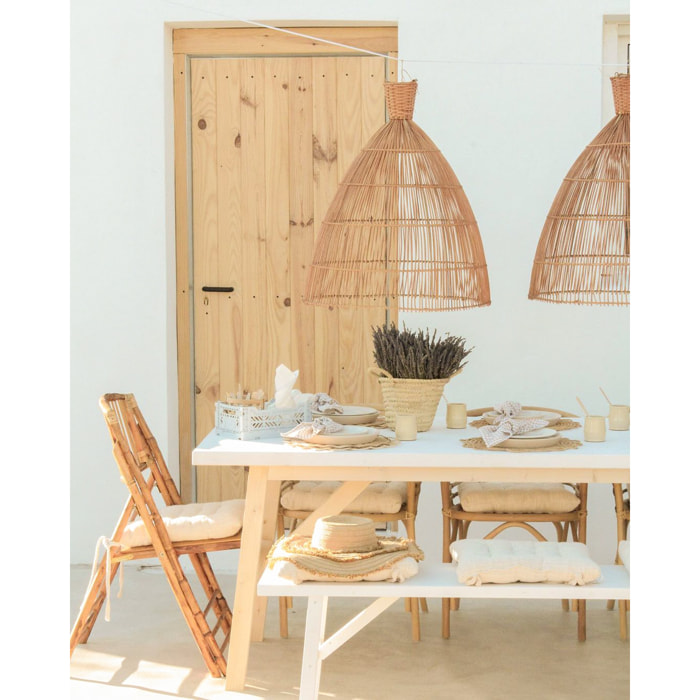 Banc en bois massif blanc 120x45cm Hauteur: 45 Longueur: 120 Largeur: 35