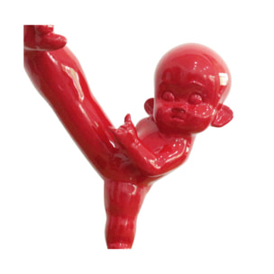 Statue bébé karaté en résine rouge H55cm - CHAN 01