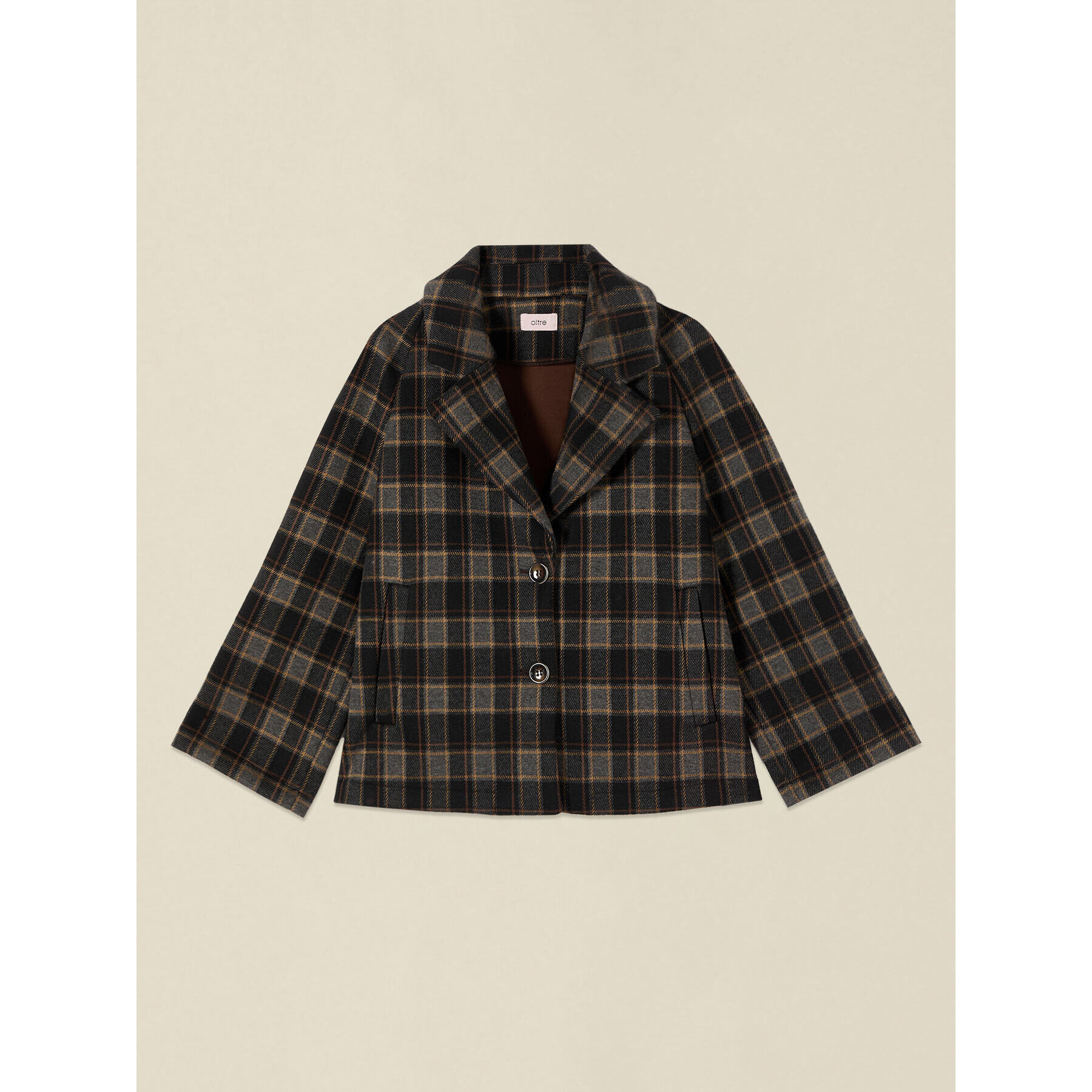 Oltre - Giacca boxy check - Marrone