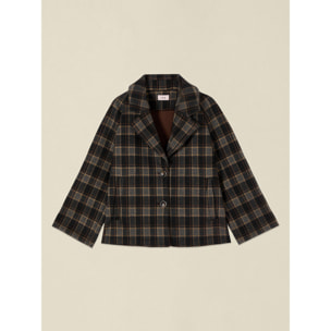 Oltre - Giacca boxy check - Marrone