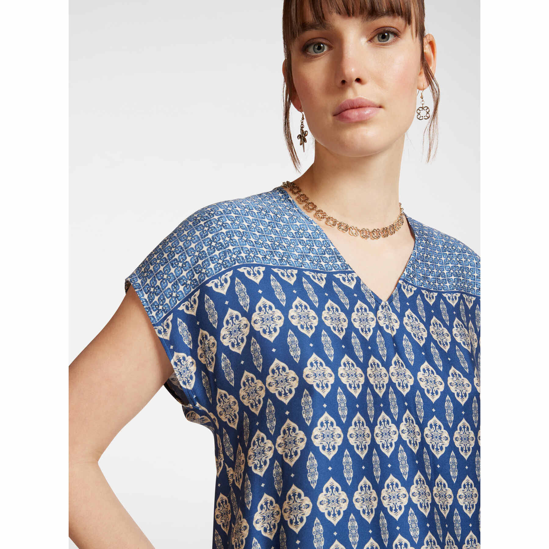 Elena Mirò - Blusa con estampado étnico - Azul