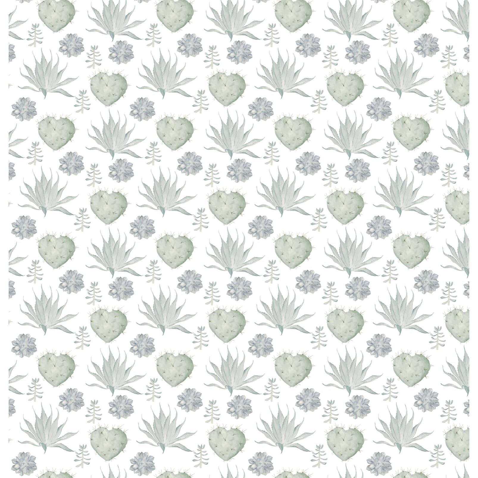 Papier peint coeurs et succulentes Intissé