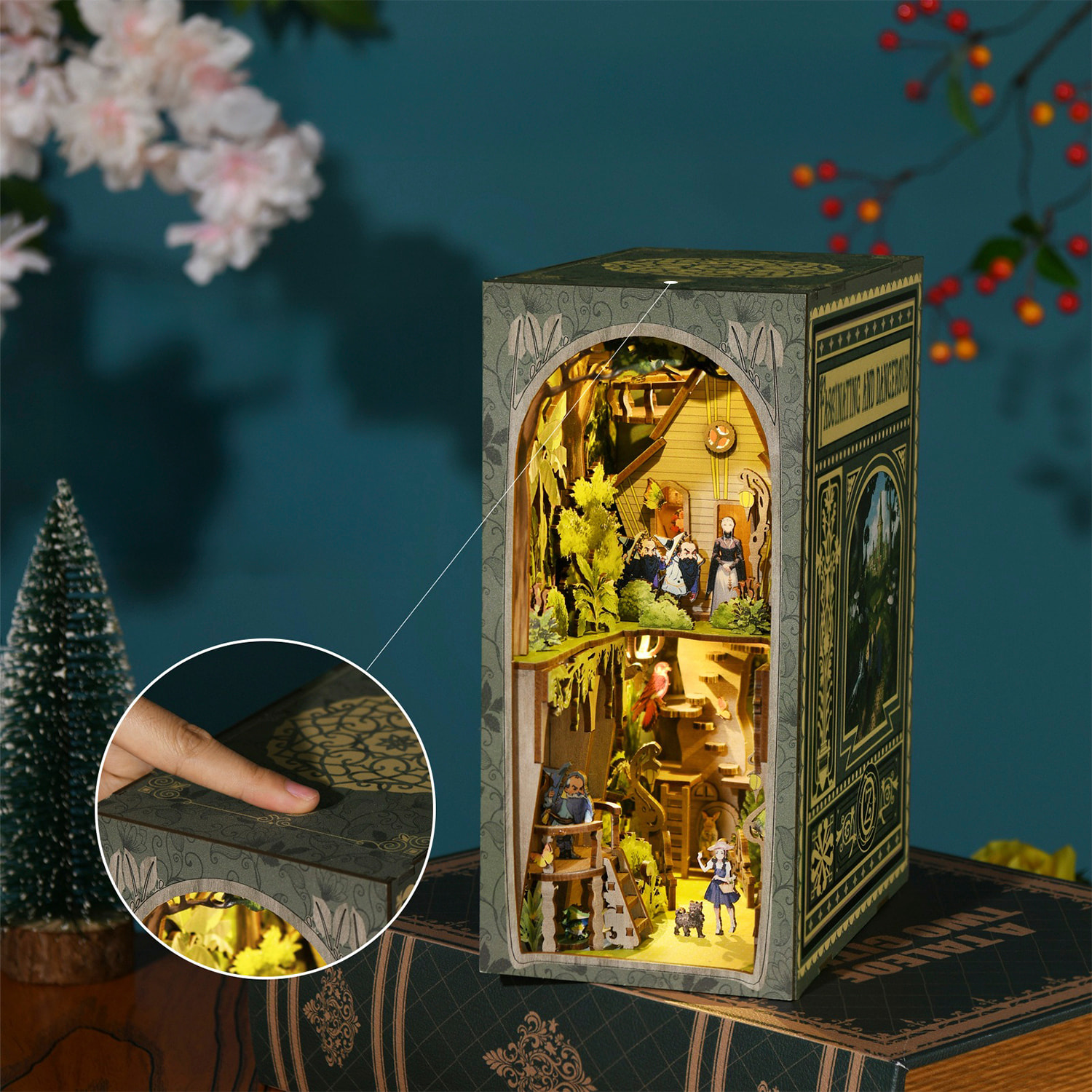 La aventura de Dorothy. Book Nook de madera, diseño 3D realista con gran detalle, cubierta y luces led. 250 piezas.
