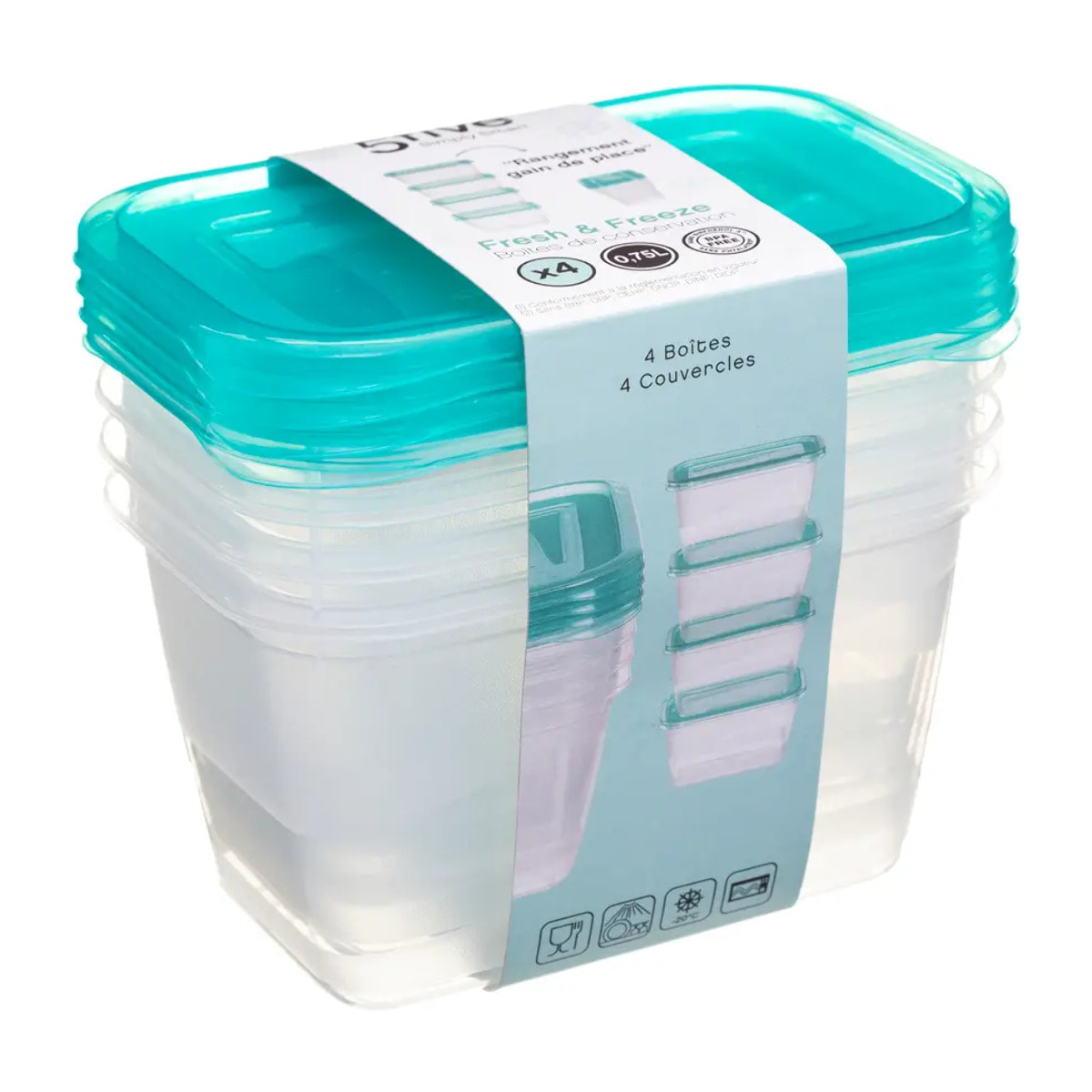 4 boîtes de conservation "Fresh & Freeze" 0,75L