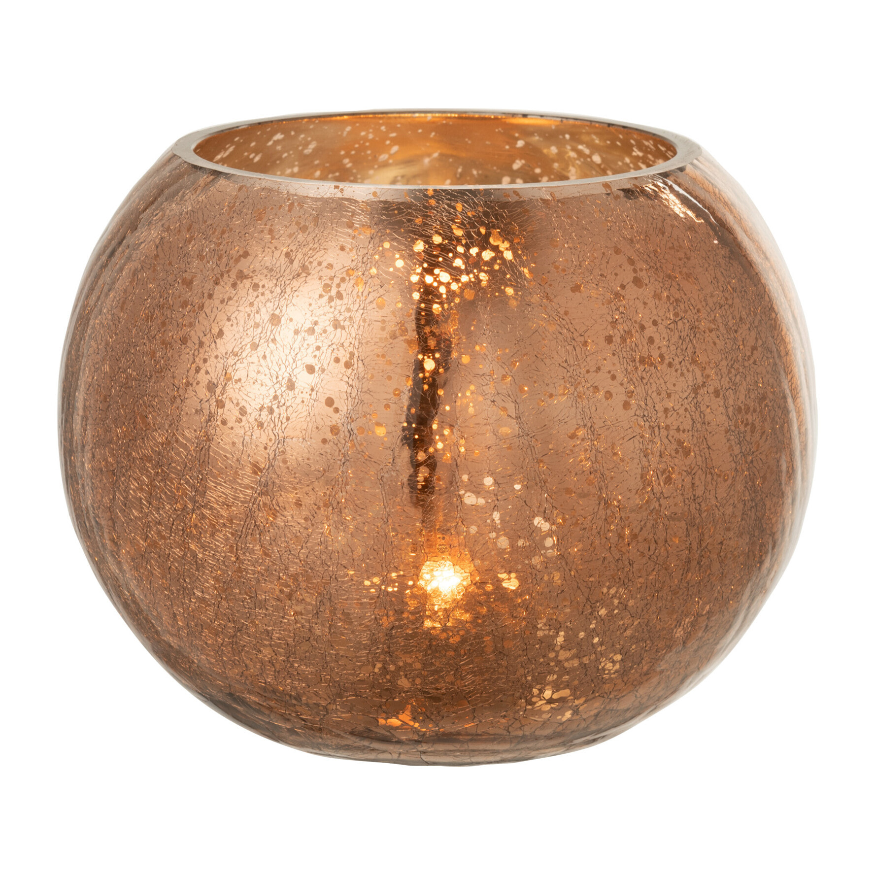J-Line photophore Boule Craquele Effet Nacré - verre - marron - large