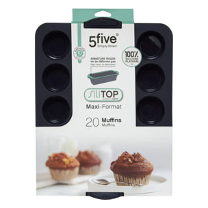 Moule 20 muffins silicone "Silitop" noir rouge