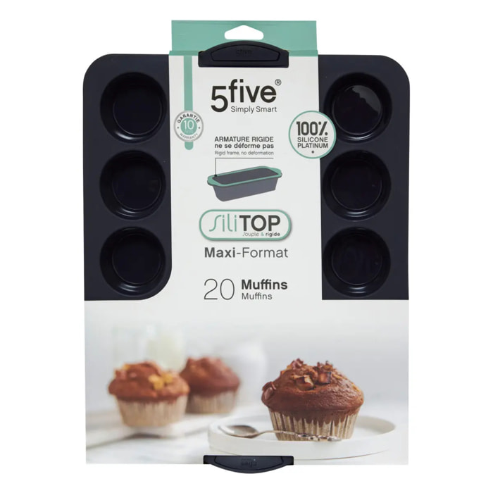 Moule 20 muffins silicone "Silitop" noir rouge