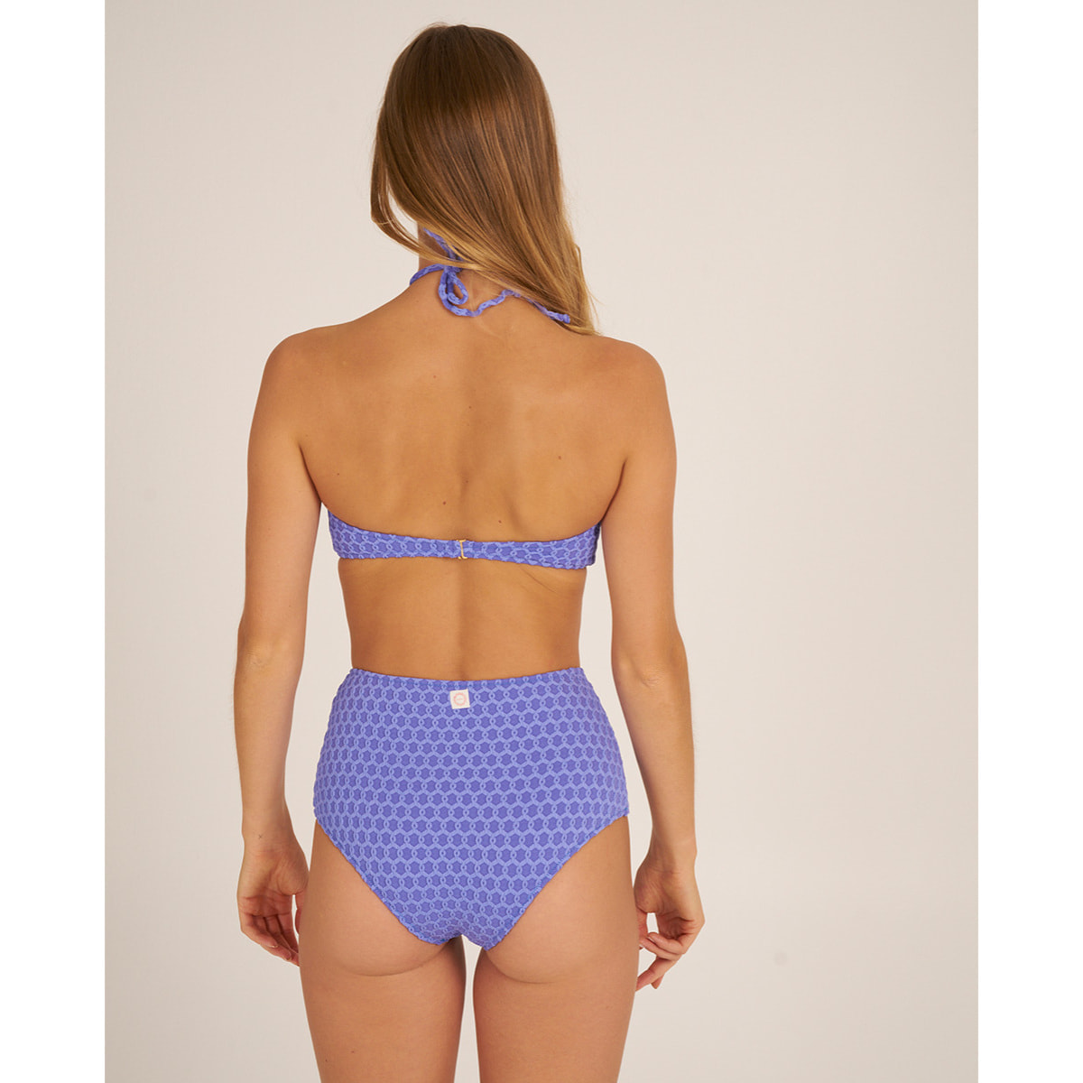 Top de bikini bandeau en tejido con textura