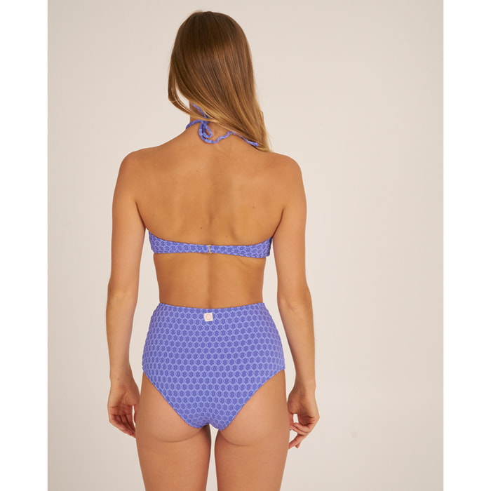 Top de bikini bandeau en tejido con textura
