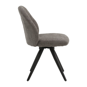 Set di 2 sedie girevoli ZENNENDAL in tessuto grigio e gambe in metallo nero