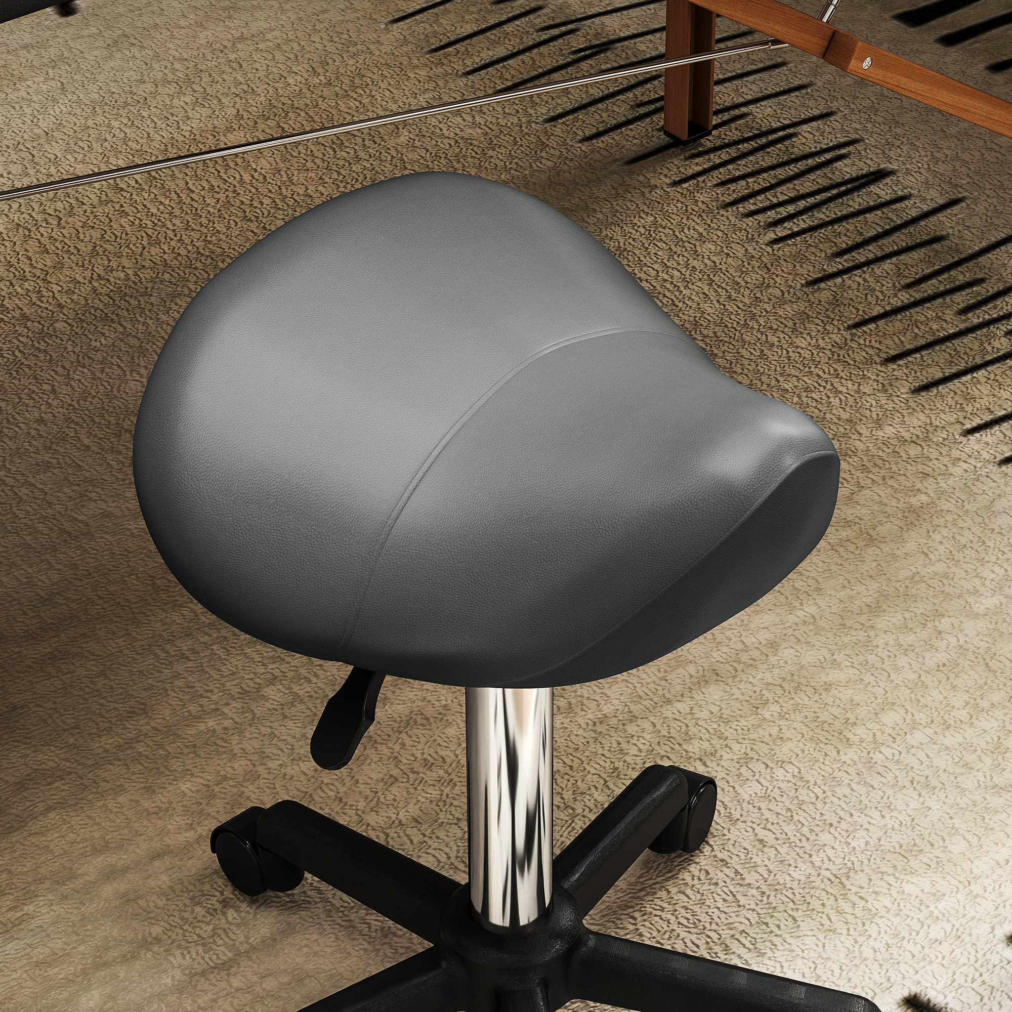 Tabouret de massage tabouret selle ergonomique pivotant 360° hauteur réglable revêtement synthétique gris