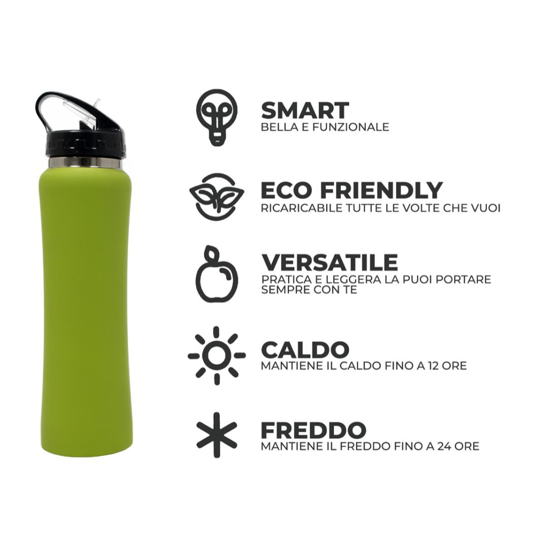 Borraccia Termica Thermos Caldo-Freddo Modello Sport Verde