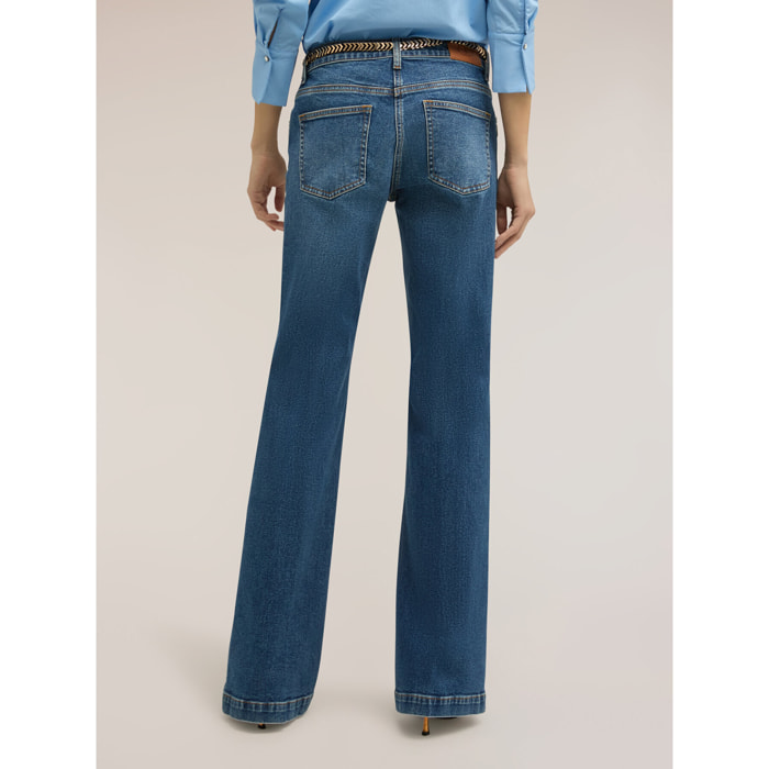 Motivi - Jeans flare con detalle joya - Azul