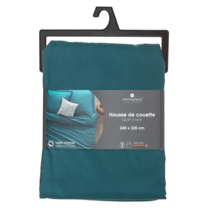 Housse de couette "Carina" en coton bleu canard 240x220cm