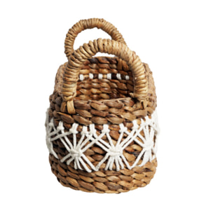 Panier décoratif ovale tressé en jacinthe d’eau avec anses 31 cm - TRICE