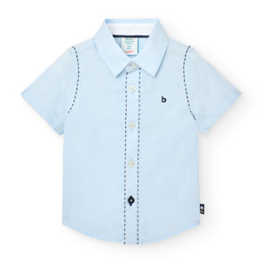 Camisa fil a fil para niño en algodón con cuello camisero