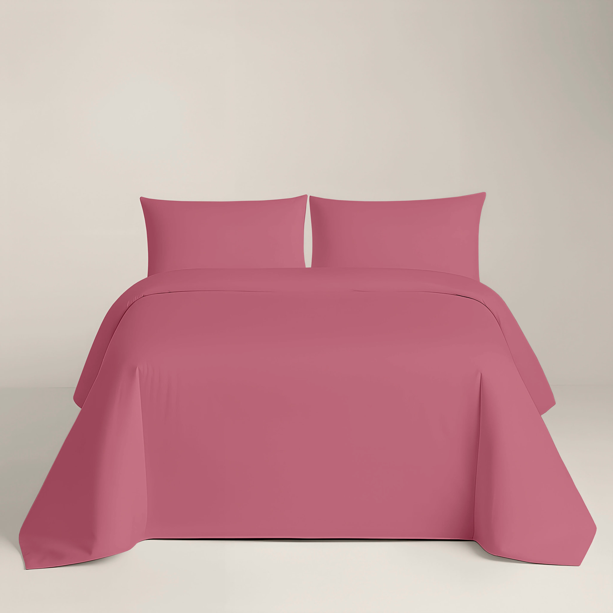 Naturals - Funda Nórdica Lisa - Cierre con botones - 100% Algodón - Incluye 1/2 Fundas de Almohada - Fucsia