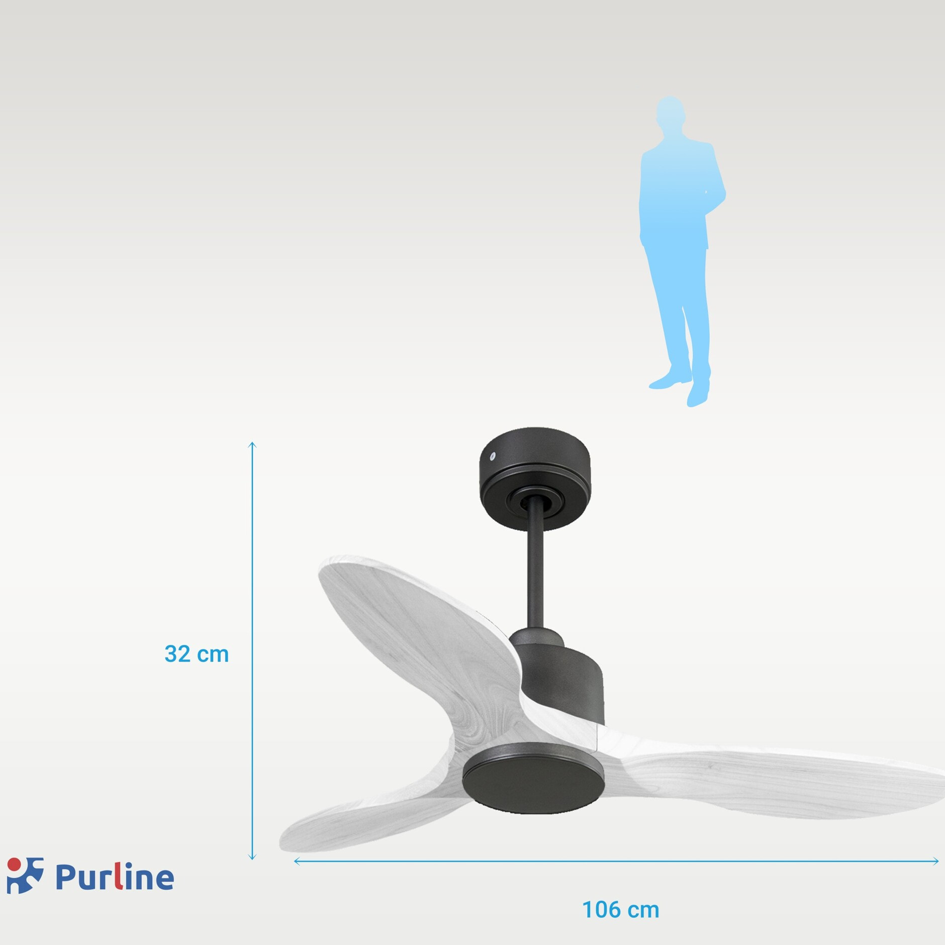 Ventilateur de plafond Réversible  Thermostat Wifi Moteur à courant continu Toits en pente Télécommande Hypersilence Mémoire Shopify Vendible (AUTOMATIQUE)