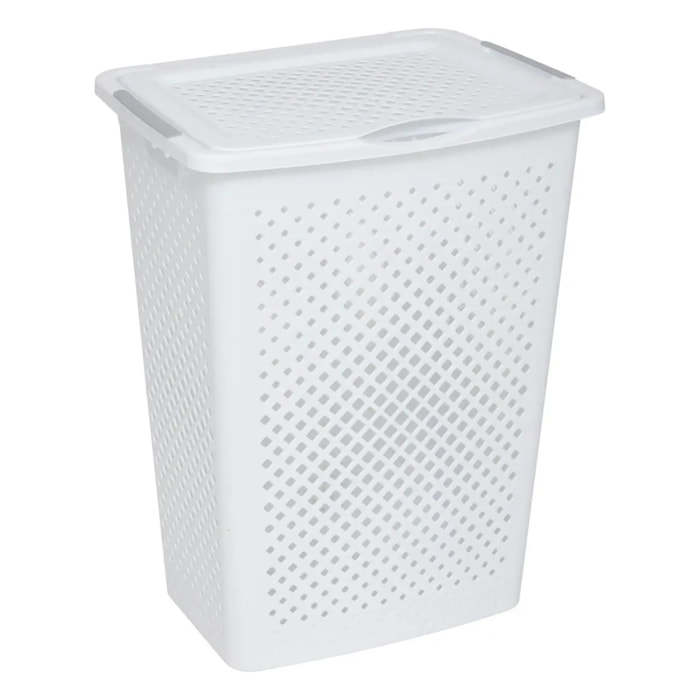 Panier à linge en plastique blanc 55L
