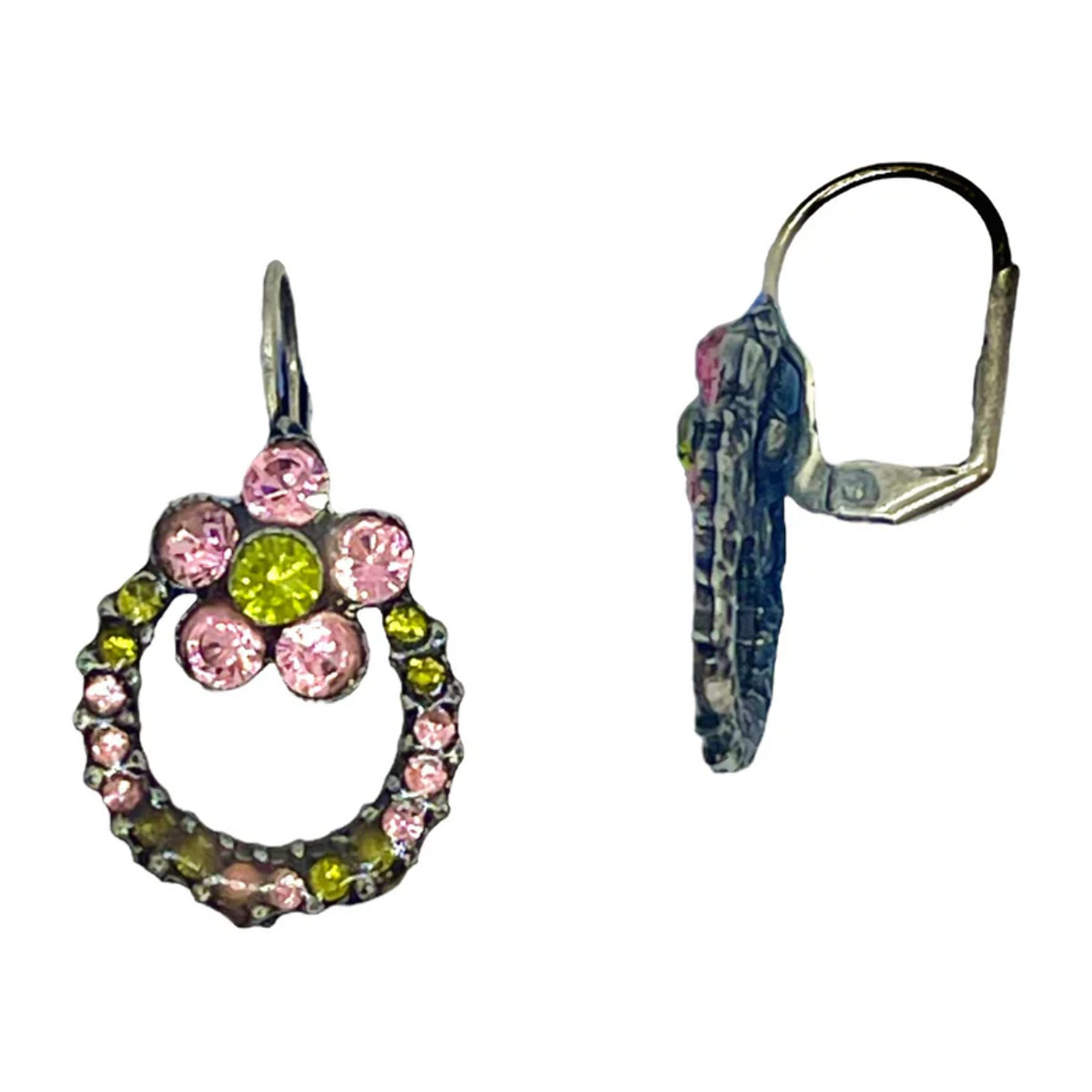 Pendiente Flor y aro en cristal Sw mix